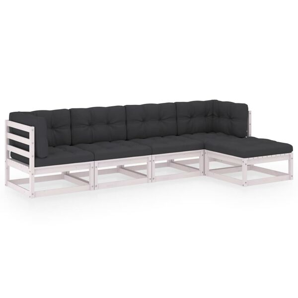 vidaXL Set mobilier de grădină cu perne, 5 piese, lemn masiv de pin