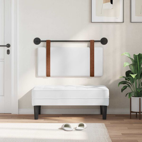 vidaXL Cap de pat suspendat Pe perete Alb 90 x 55 x 5 cm PU antic
