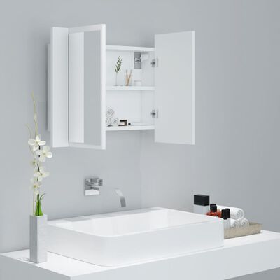 vidaXL Dulap de baie cu oglindă și LED, alb, 60x12x45 cm acril