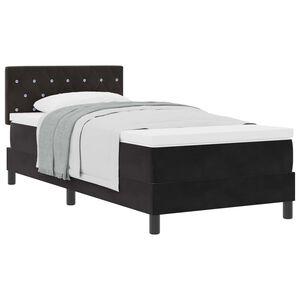 vidaXL Pat cu arcuri cu saltea cu headboard Negru 100 x 200 cm Catifea