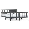 vidaXL Cadru de pat dublu, gri, 135x190 cm, lemn masiv