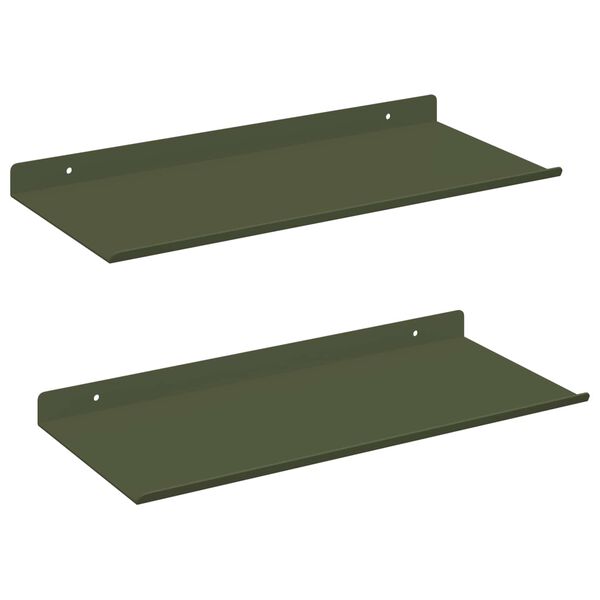 vidaXL Raft suspendat 2 pcs Verde măsliniu 40 x 18 x 2,5 cm Oțel