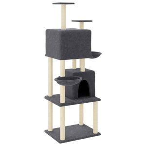vidaXL Ansamblu de pisici, st&acirc;lpi din funie sisal, gri &icirc;nchis, 180 cm