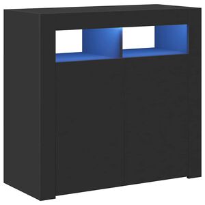 vidaXL Servantă cu lumini LED, negru, 80x35x75 cm