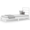 vidaXL Pat de zi extensibil, alb, 2x(90x200) cm, lemn masiv de pin