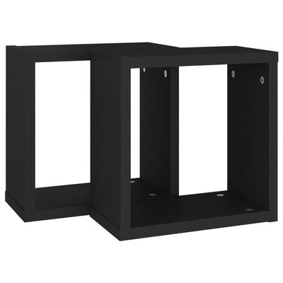 vidaXL Rafturi de perete cub, 2 buc., negru, 30x15x30 cm