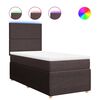 vidaXL Pat box spring cu saltea, maro &icirc;nchis, 100x200 cm, textil
