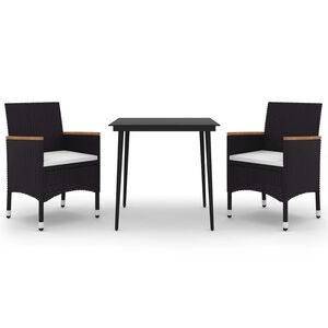 vidaXL Set mobilier de grădină cu perne, 3 piese, poliratan și sticlă