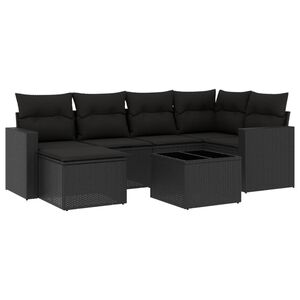 vidaXL Set canapele de grădină cu perne, 7 piese, negru, poliratan