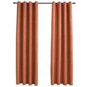 vidaXL Draperii opace cu inele metalice, 2 buc., ruginiu, 140x175 cm