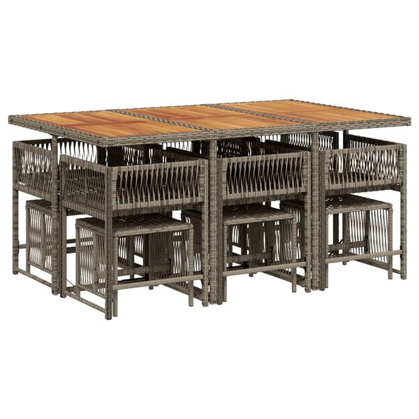 vidaXL Set mobilier de grădină cu perne, 11 piese, gri, poliratan