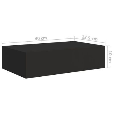 vidaXL Dulap de perete cu sertare, negru, 40x23,5x10 cm, MDF