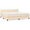 vidaXL Pat box spring cu saltea, crem, 200x200 cm, textil