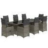 vidaXL Set bistro de grădină cu perne, 9 piese, gri, poliratan