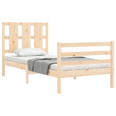 vidaXL Cadru de pat cu tăblie single, lemn masiv