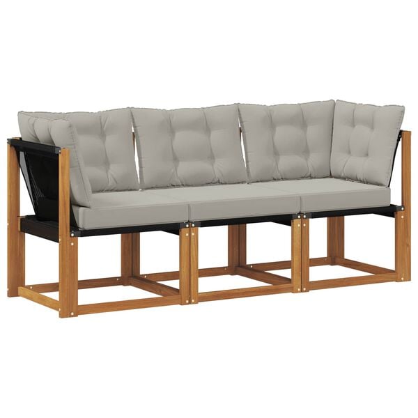 vidaXL Canapea de exterior din mijloc și colț 3 Bucată natural