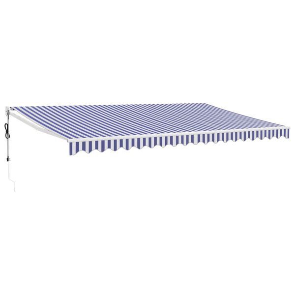 vidaXL Copertină retractabilă automată, albastru și alb, 5x3 m