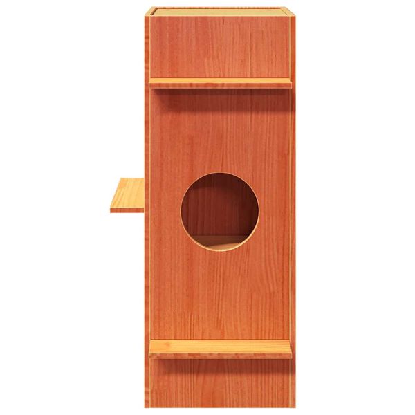 vidaXL Ceară pentru Casă pisici maro 43x43x90 cm Lemn masiv de pin