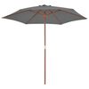 vidaXL Umbrelă de soare de exterior, st&acirc;lp din lemn, antracit, 270 cm
