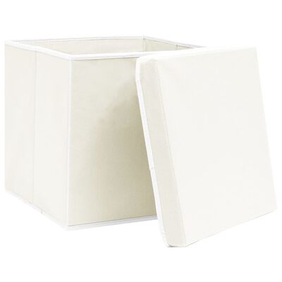 vidaXL Cutii depozitare cu capace 4 buc. alb, 32x32x32 cm, textil