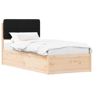 vidaXL Cadru de pat cu tăblie tapițată cu headboard Negru 100 x 200 cm