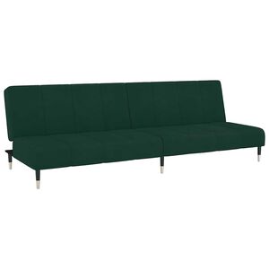 vidaXL Canapea extensibilă cu 2 locuri, verde &icirc;nchis, catifea
