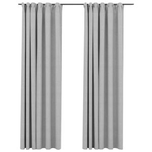 vidaXL Perdele opace aspect p&acirc;nză, c&acirc;rlige, 2 buc. gri, 140x225 cm