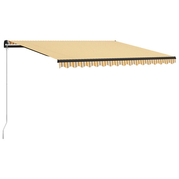 vidaXL Copertină retractabilă manual cu LED, galben/alb, 400 x 300 cm