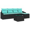 vidaXL Set de canapea cu pernă 6 pcs Negru poliratan