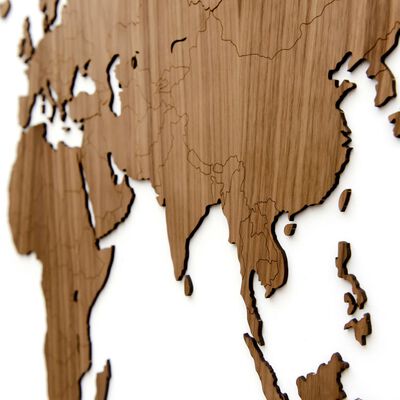 MiMi Innovations Decor perete harta lumii Exclusive, 130x78 cm, nuc