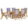 vidaXL Set mobilier de grădină 7 piese textil albastru alb/lemn masiv