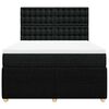 vidaXL Pat box spring cu saltea, negru, 140x200 cm, textil