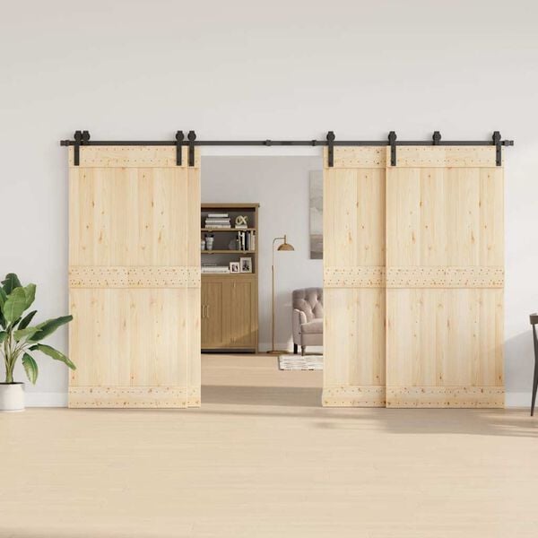 vidaXL Set feronerie pentru uși glisante, negru, 366 cm, oțel