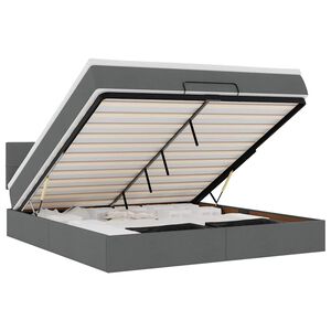vidaXL Cadru pat otoman cu saltea țesătură gri &icirc;nchis 160x200 cm
