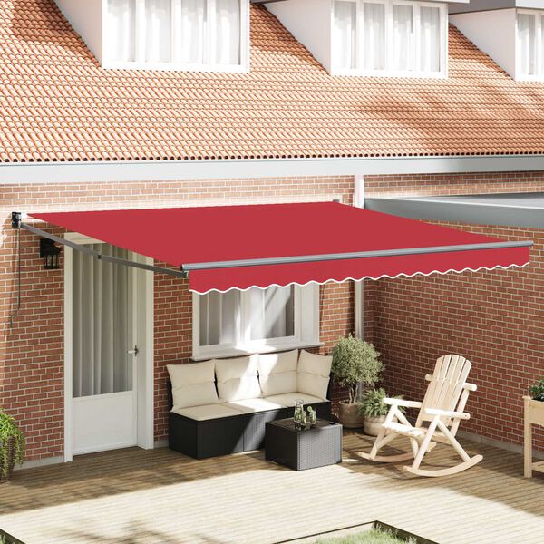 vidaXL Cortina Retractabilă Roșu 400 × 300 cm Poliester și Aluminiu