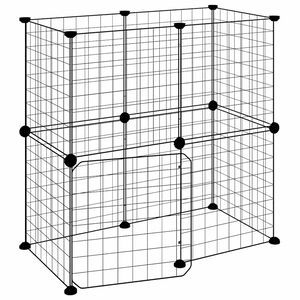 vidaXL Cușcă animale de companie cu ușă 12 panouri negru 70x35x70 cm oțel