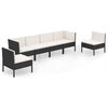 vidaXL Set mobilier de grădină cu perne, 6 piese, negru, poliratan