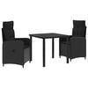 vidaXL Set dining pentru exterior 3 buc. Negru poliratan