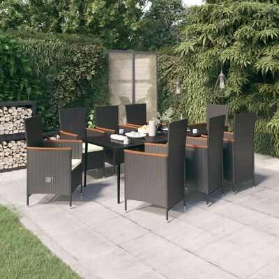 vidaXL Set mobilier pentru grădină cu perne, 9 piese, negru