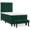 vidaXL Pat box spring cu saltea, verde &icirc;nchis, 80x200 cm, catifea