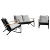 vidaXL Set mobilier de balcon, 3 piese, cu perne, negru, oțel