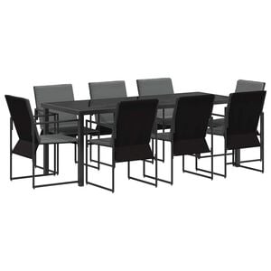 vidaXL Set de masă pentru grădină 9 buc. Negru și antracit