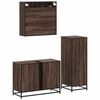 vidaXL Set mobilier de baie, 3 piese, stejar maro, lemn prelucrat