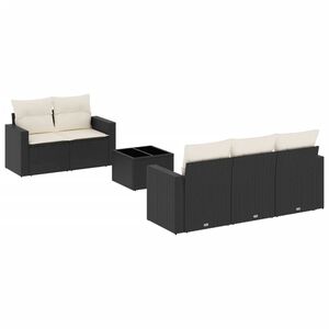 vidaXL Set mobilier de grădină cu perne, 6 piese, negru, poliratan