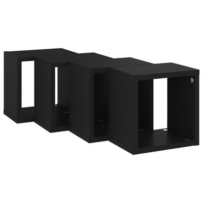 vidaXL Raft de perete cub, 4 buc., negru, 22x15x22 cm