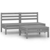 vidaXL Set mobilier de grădină, 3 piese, gri, lemn masiv de pin