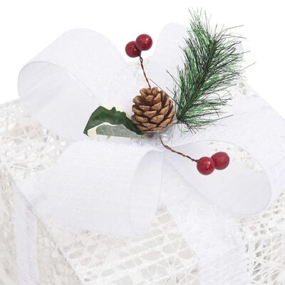 vidaXL Cutii cadou de Crăciun decor, 3 buc., alb, exterior/interior