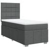 vidaXL Pat box spring cu saltea, gri &icirc;nchis, 90x190 cm, textil