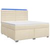 vidaXL Pat boxspring cu saltea cu benzi LED Crem 140 x 200 cm Țesătură