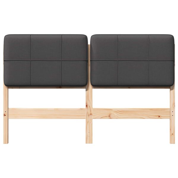 vidaXL Tăblie tapițată Maro și gri &icirc;nchis 140 cm Lemn de pin masiv